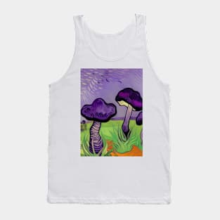 PURPLE AND GREEN VAN GOGH STYLE MUSHROOMS Tank Top